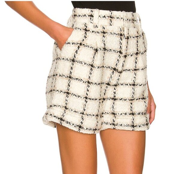 Anine Bing Becky Shorts Beige Plaid Size 6 DK36 NWT New - Picture 4 of 15
